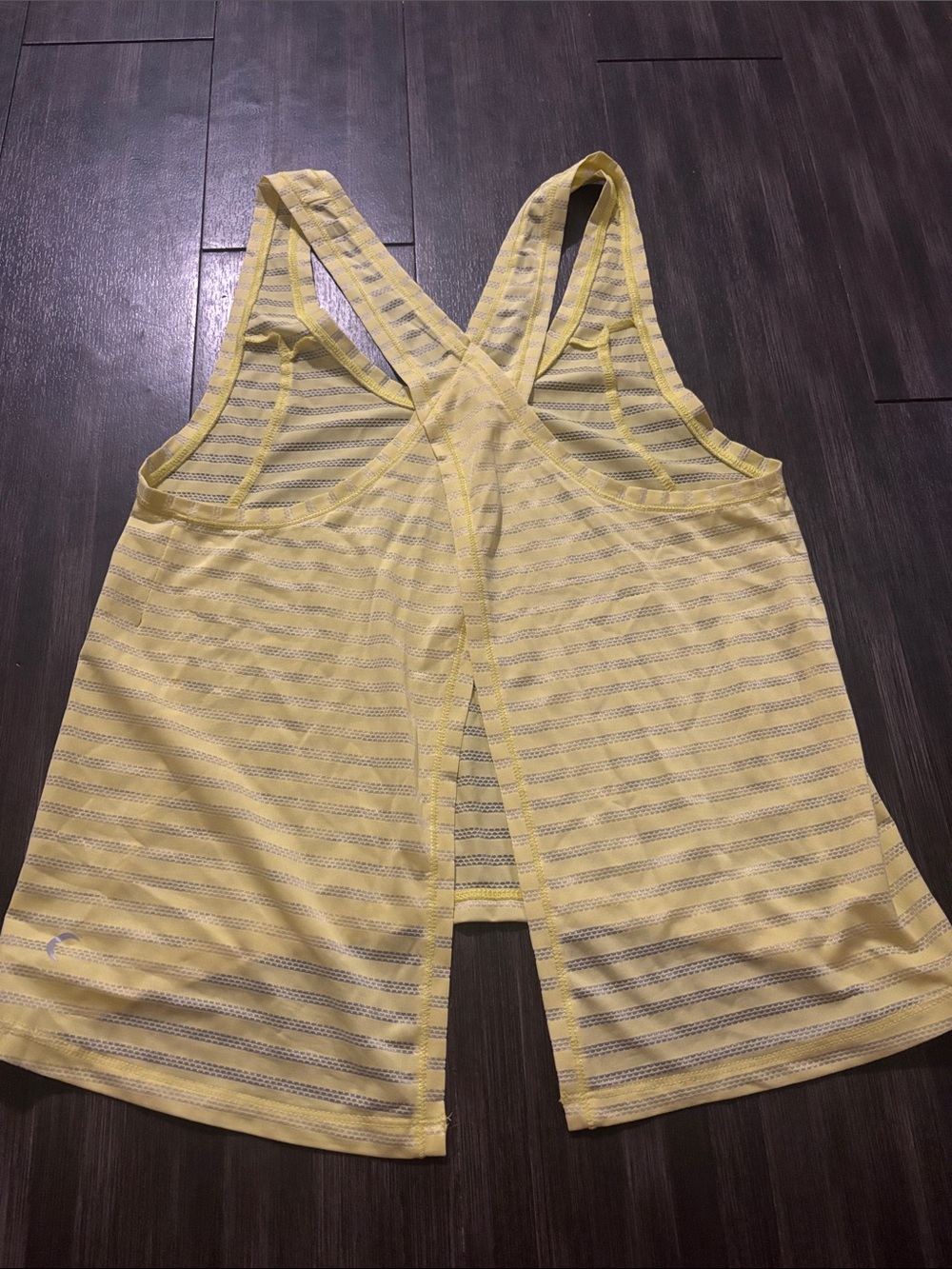 Sheer Yellow Striped Racerback Tank Top - Picture 2 of 2